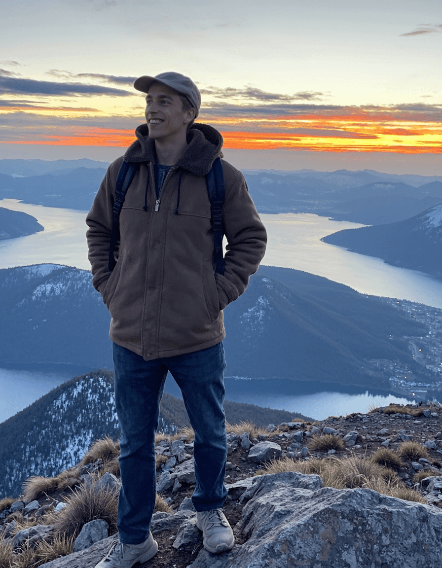 Standing on a mountain
