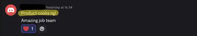 Screenshot of a testimonial saying: amazing job team